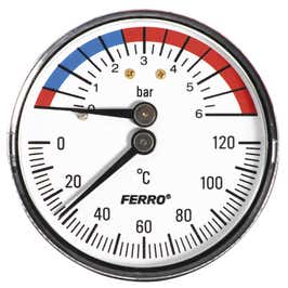 TERMOMANOMETRU 63MM AXIAL 6 BAR 1/2 TM63A