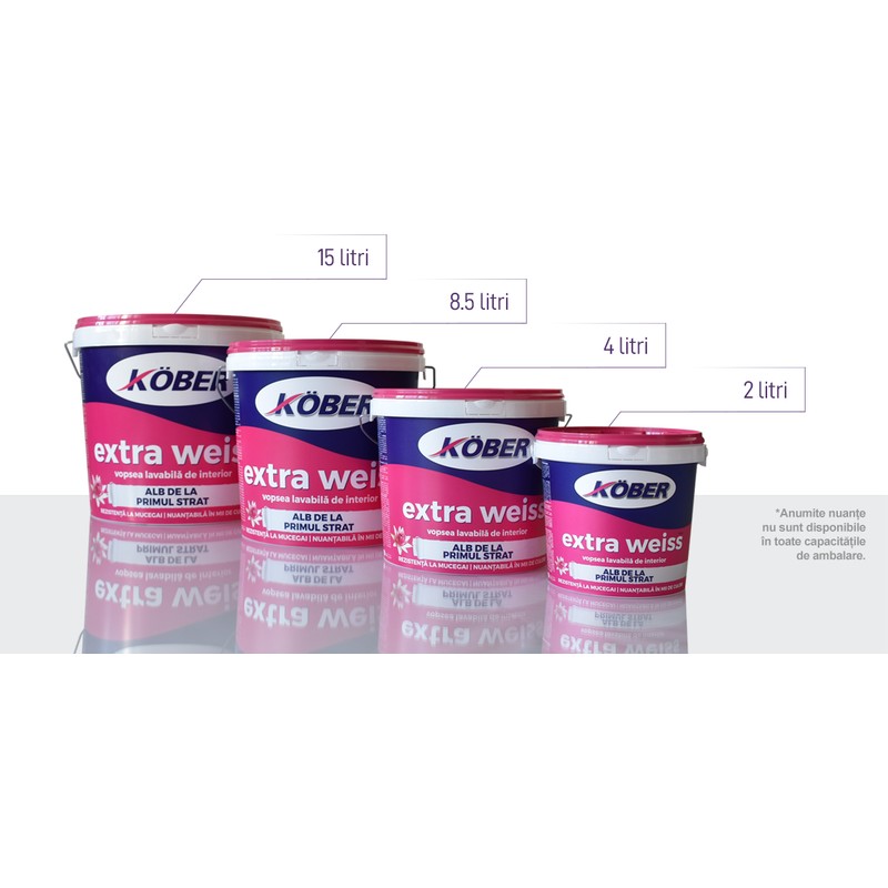 KOBER VOPSEA LAVABILA EXTRA WEISS 8.5L — imagine 2